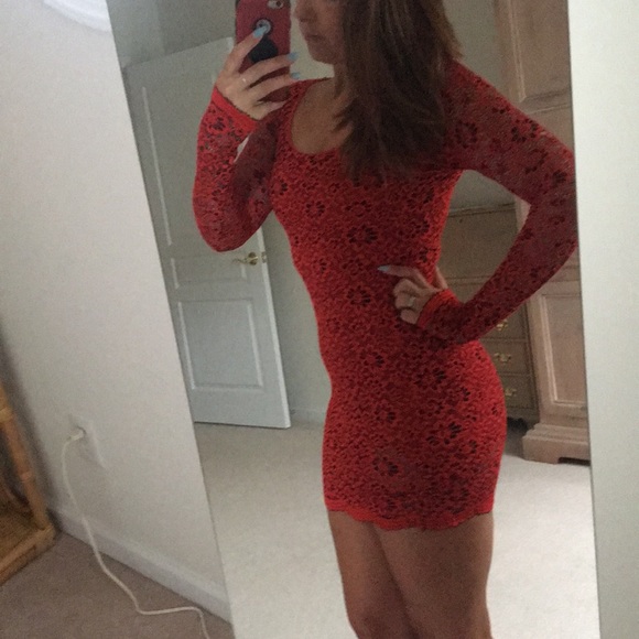 Dresses & Skirts - Red floral lace dress